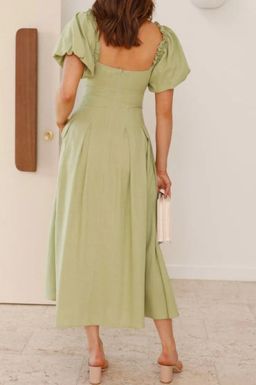 Sweet Serenity Puff Sleeve Midi Dress