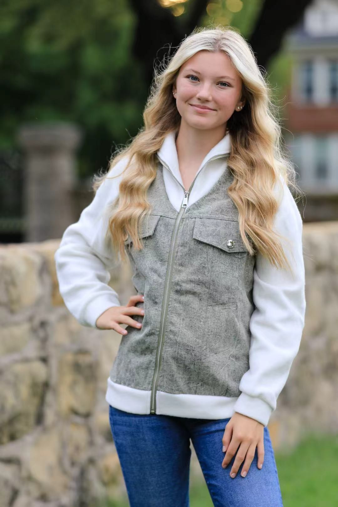 Zip up denim jacket Miss Sparkling