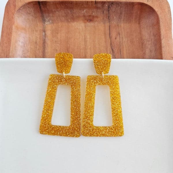 Avery Earrings - Yellow Gold Glitter.