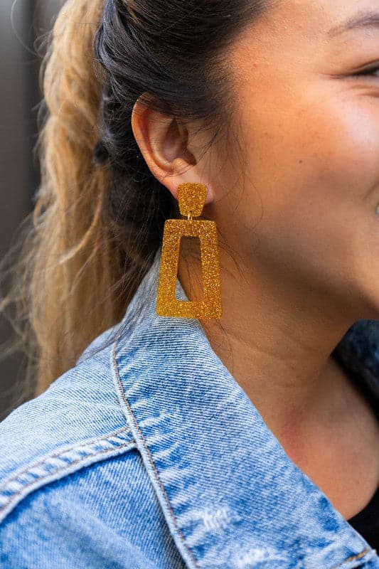 Avery Earrings - Yellow Gold Glitter.