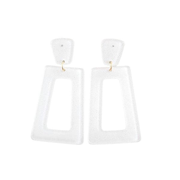 Avery Earrings - White Glitter.