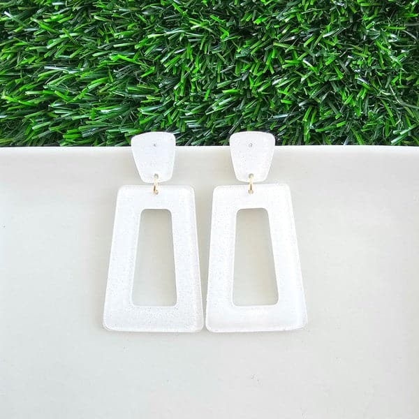 Avery Earrings - White Glitter.