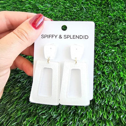 Avery Earrings - White Glitter.