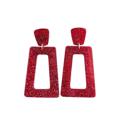 Avery Earrings - Red Glitter.