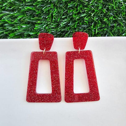 Avery Earrings - Red Glitter.