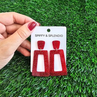 Avery Earrings - Red Glitter.