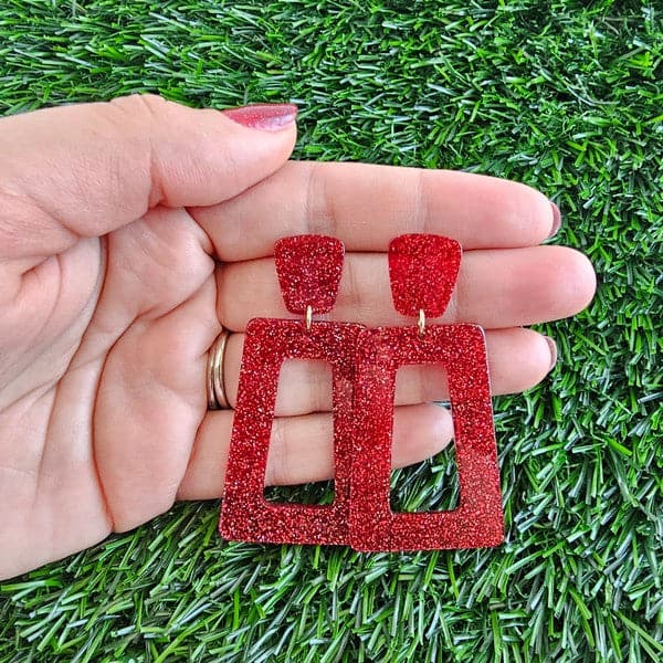 Avery Earrings - Red Glitter.