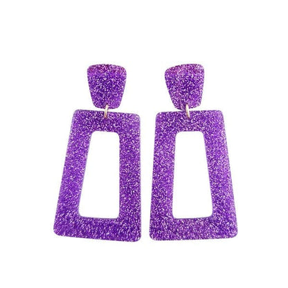 Avery Earrings - Purple Glitter.