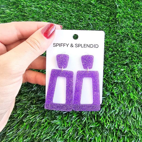 Avery Earrings - Purple Glitter.