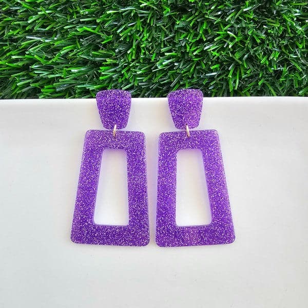 Avery Earrings - Purple Glitter.