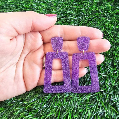 Avery Earrings - Purple Glitter.