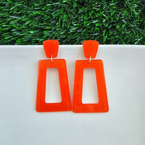 Avery Earrings - Orange Glitter.