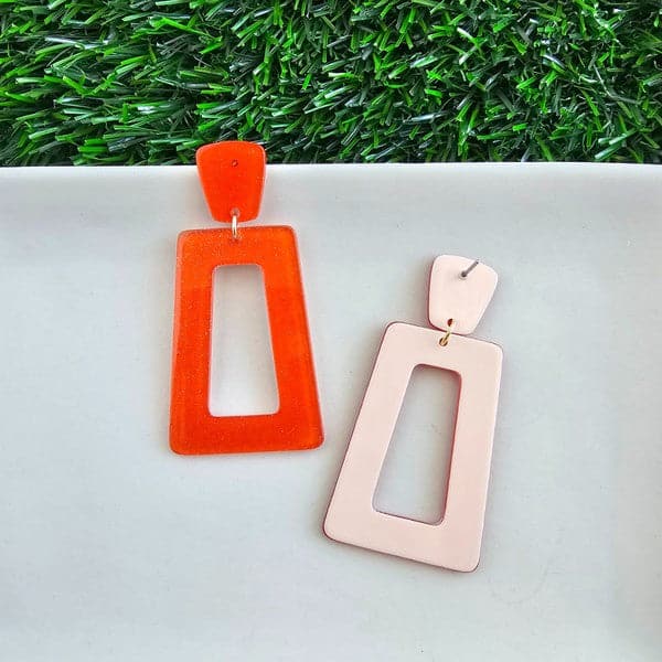 Avery Earrings - Orange Glitter.