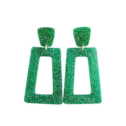 Avery Earrings - Green Glitter.