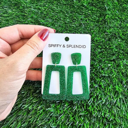 Avery Earrings - Green Glitter.