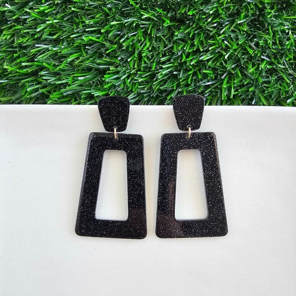 Avery Earrings - Black Glitter.