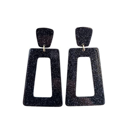 Avery Earrings - Black Glitter.