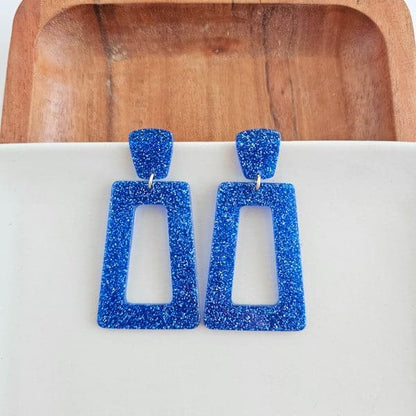 Avery Earrings - Blue Glitter.