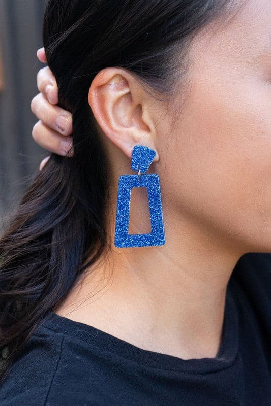 Avery Earrings - Blue Glitter.