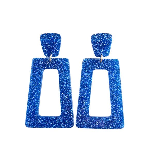 Avery Earrings - Blue Glitter.