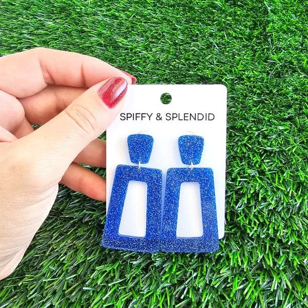 Avery Earrings - Blue Glitter.