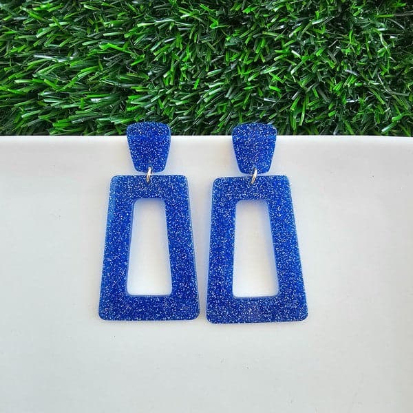 Avery Earrings - Blue Glitter.