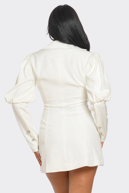 Boss Babe Puff Sleeve Blazer Mini Dress – Ivory