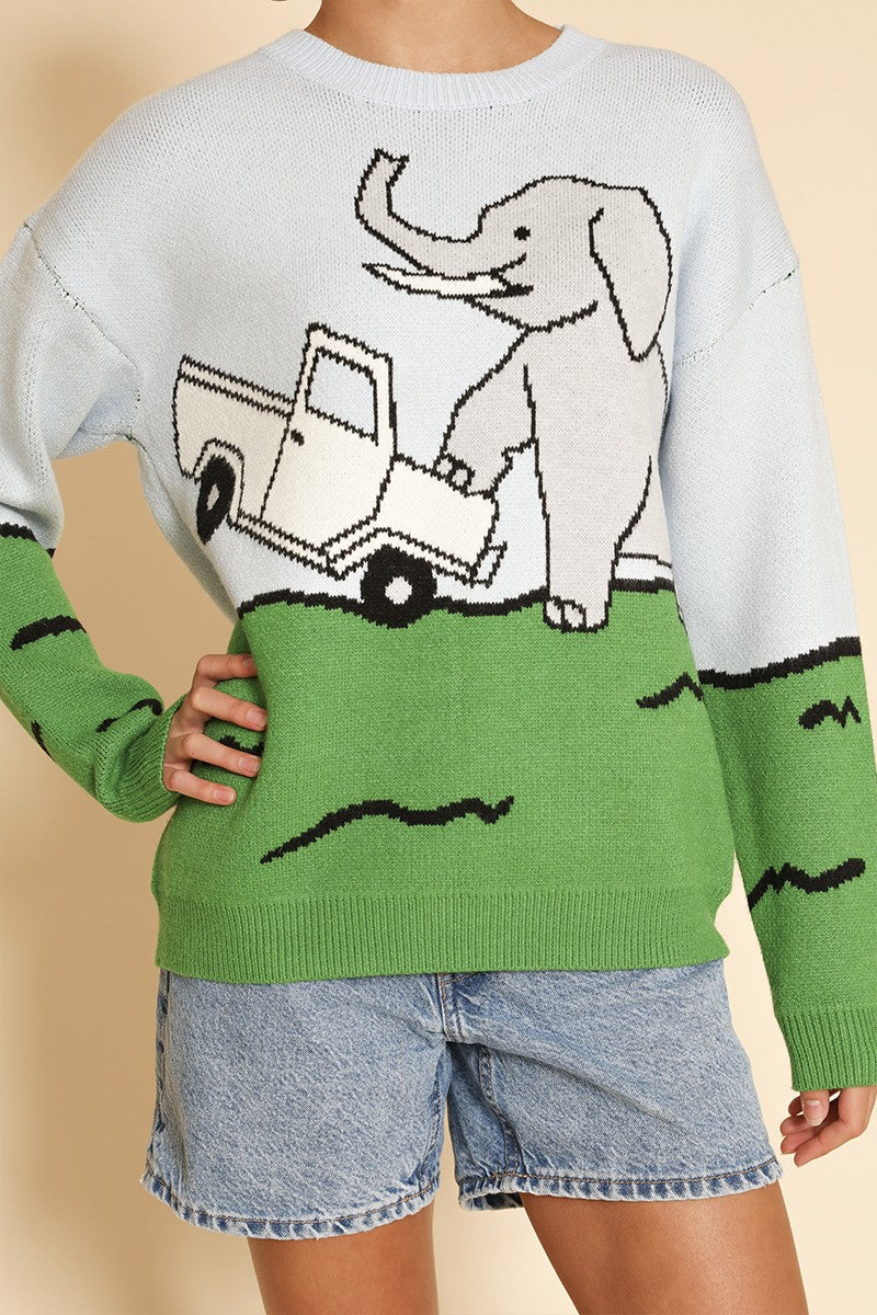 Elephant safari knit sweater Miss Sparkling