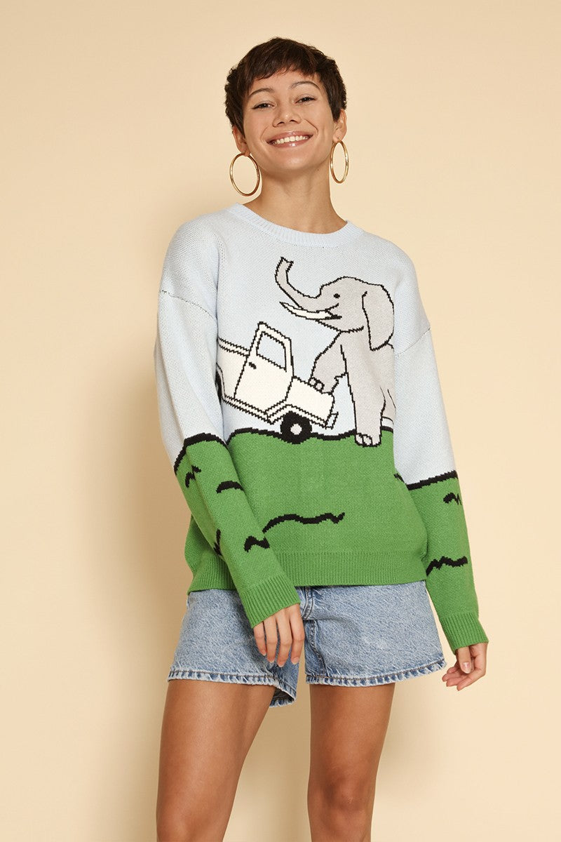 Elephant safari knit sweater Miss Sparkling