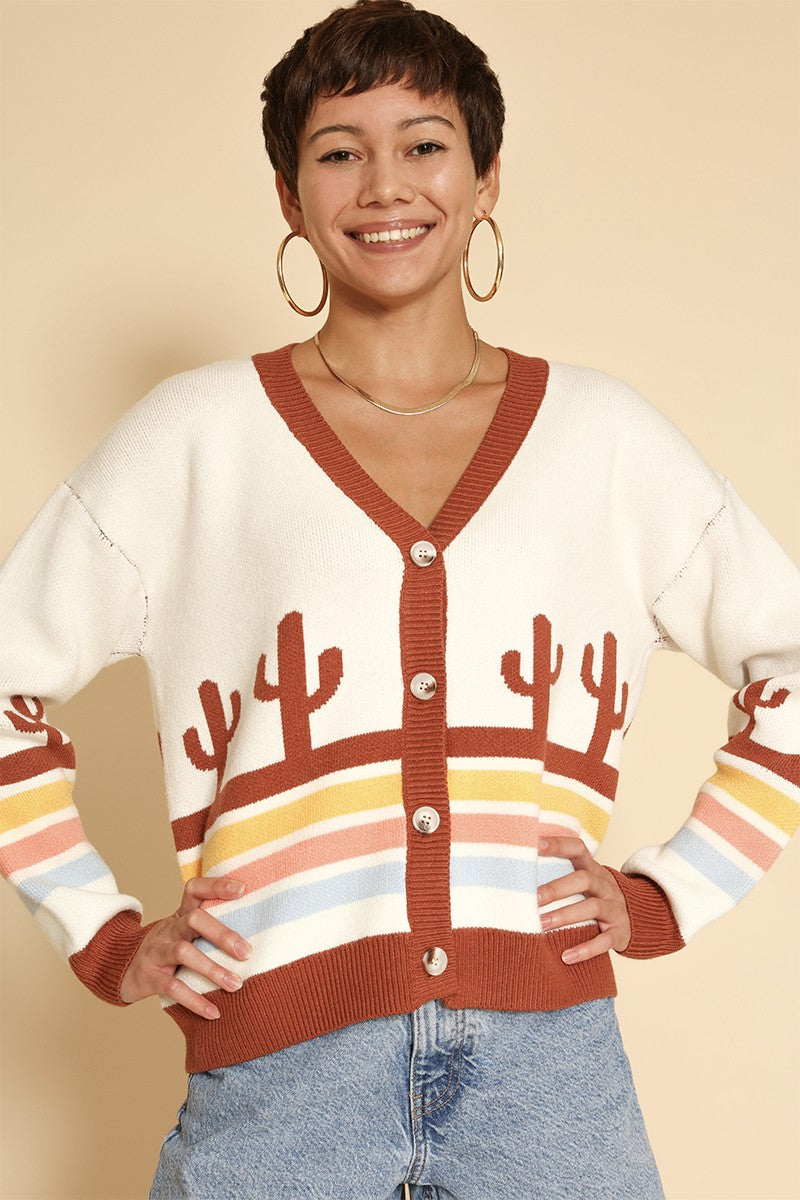 Desert retro stripe cardigan Miss Sparkling