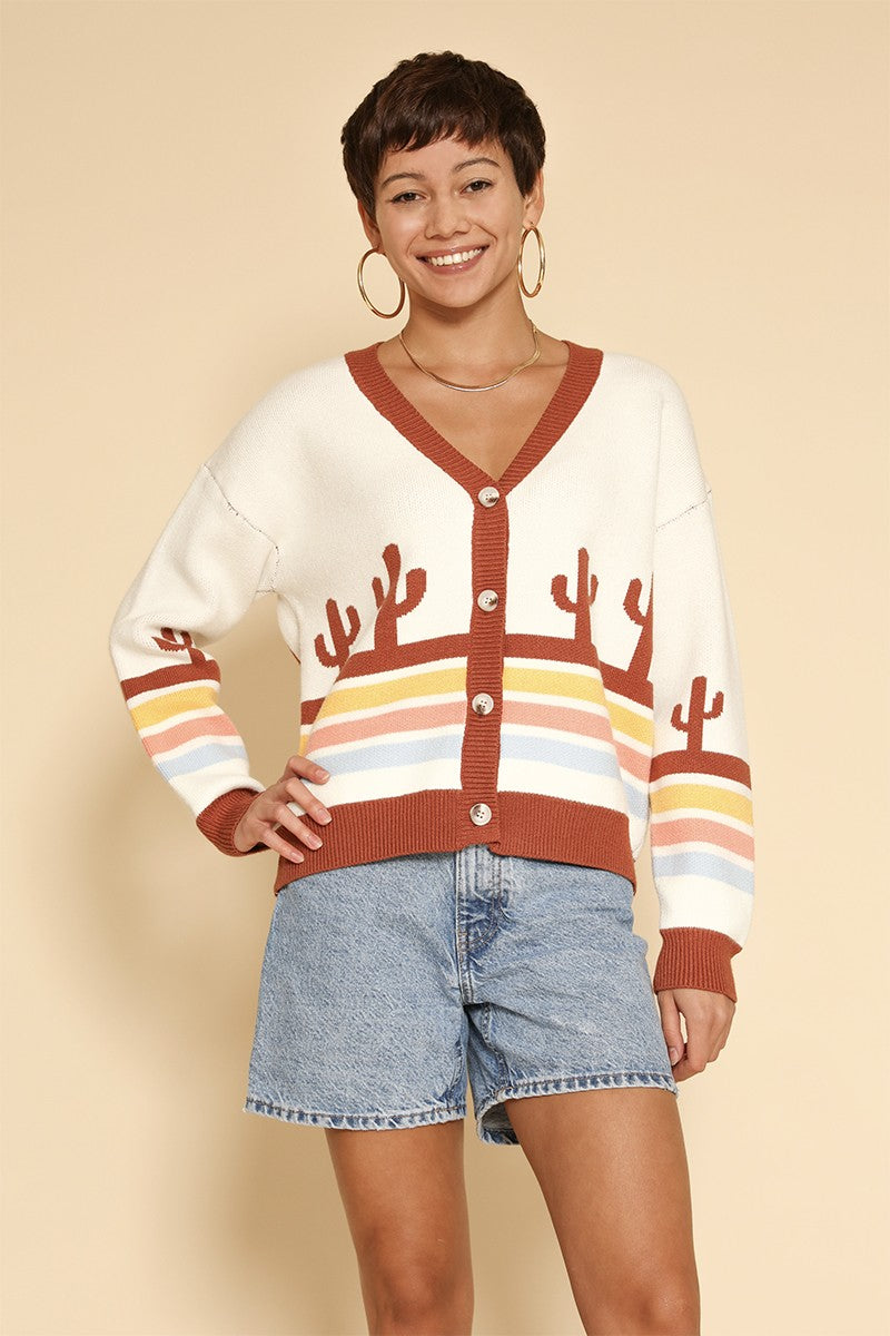 Desert retro stripe cardigan Miss Sparkling