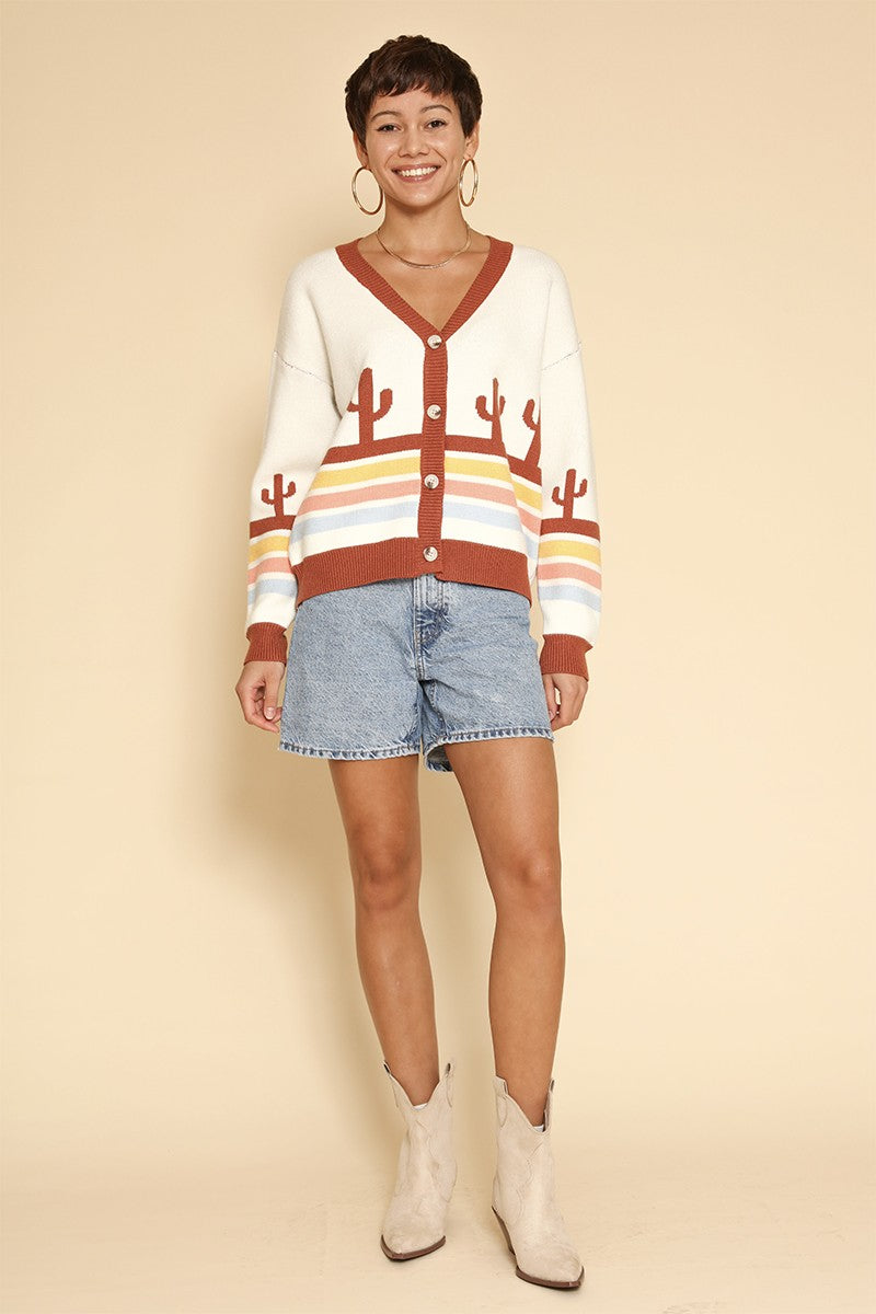 Desert retro stripe cardigan Miss Sparkling