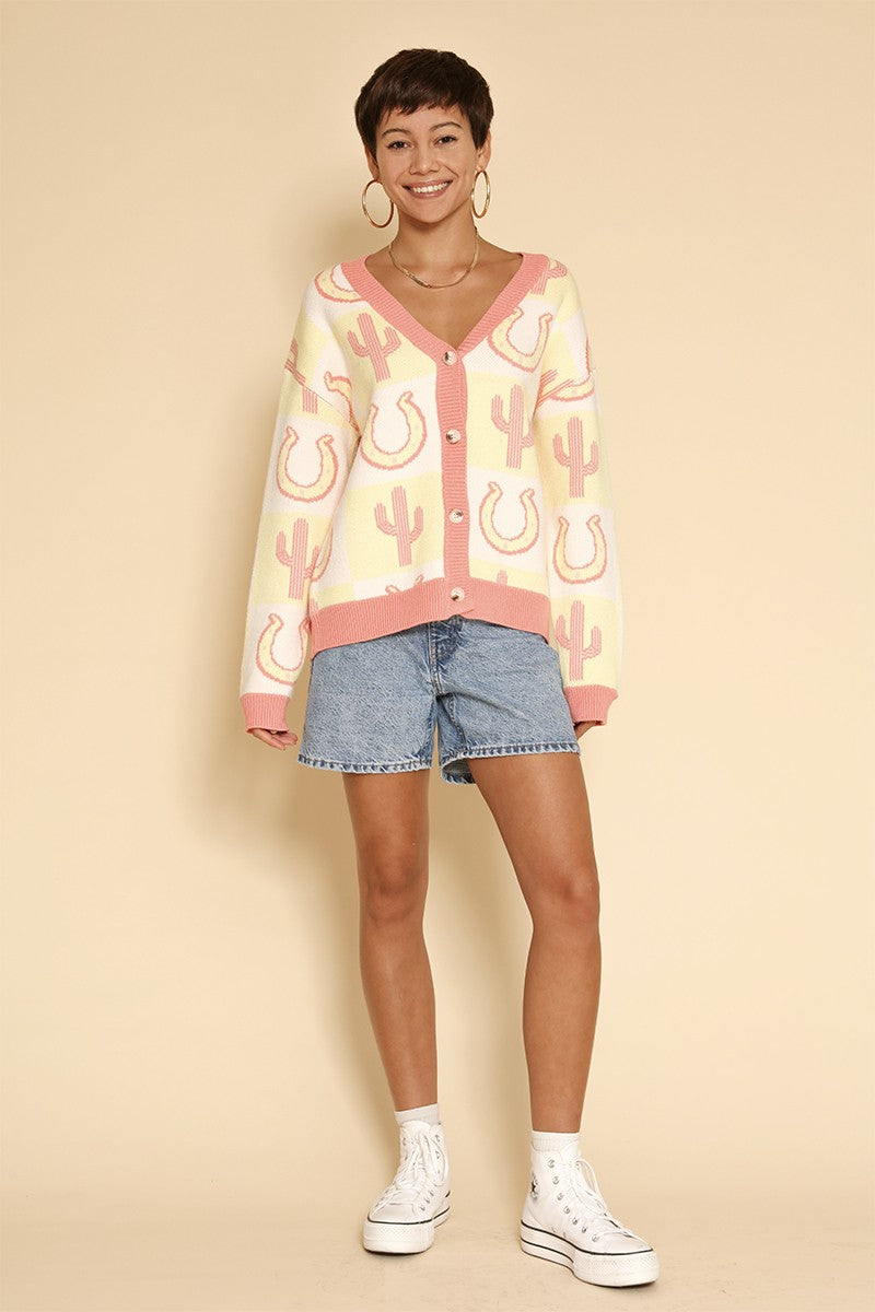 Tiled Cactus horseshoe knit cardigan Miss Sparkling