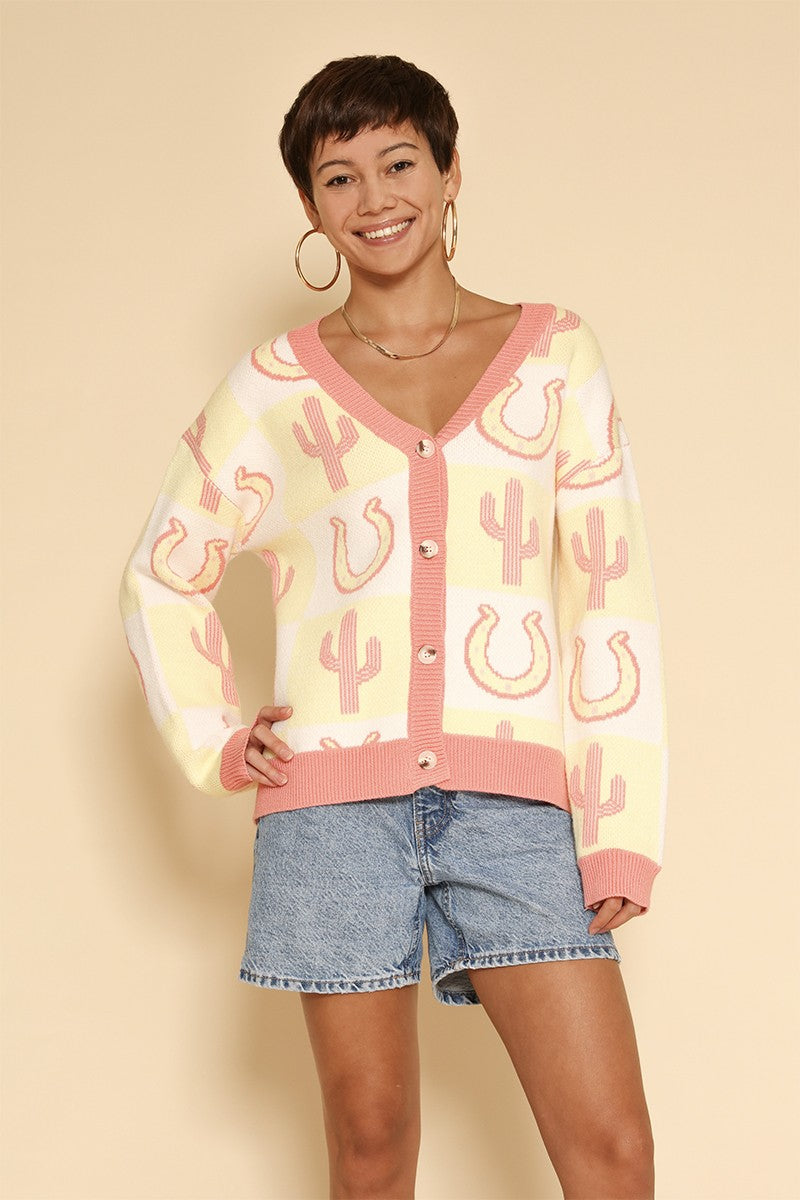 Tiled Cactus horseshoe knit cardigan Miss Sparkling