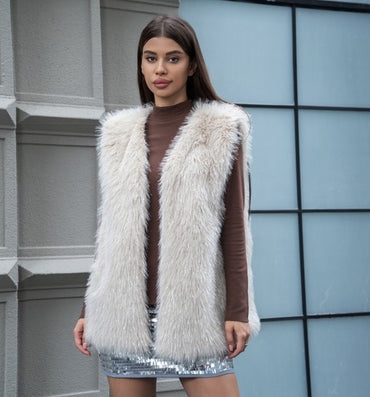 Chic long faux fur cardigan for ultimate warmth and style