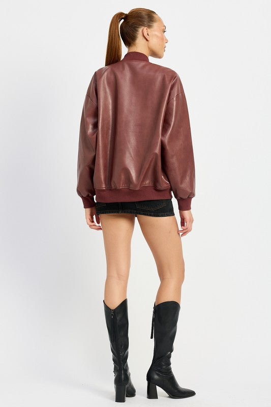 Classic vintage leather bomber jacket