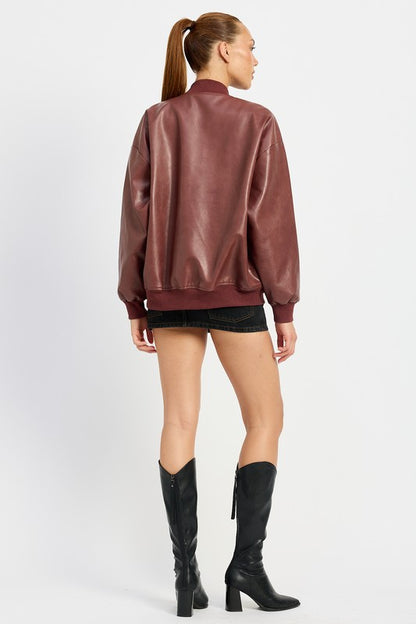 Classic vintage leather bomber jacket