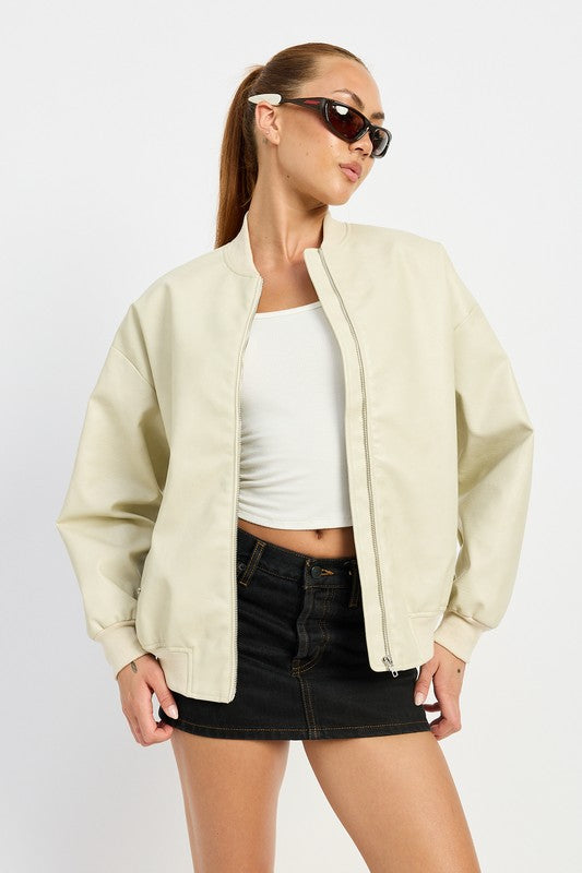 Classic vintage leather bomber jacket