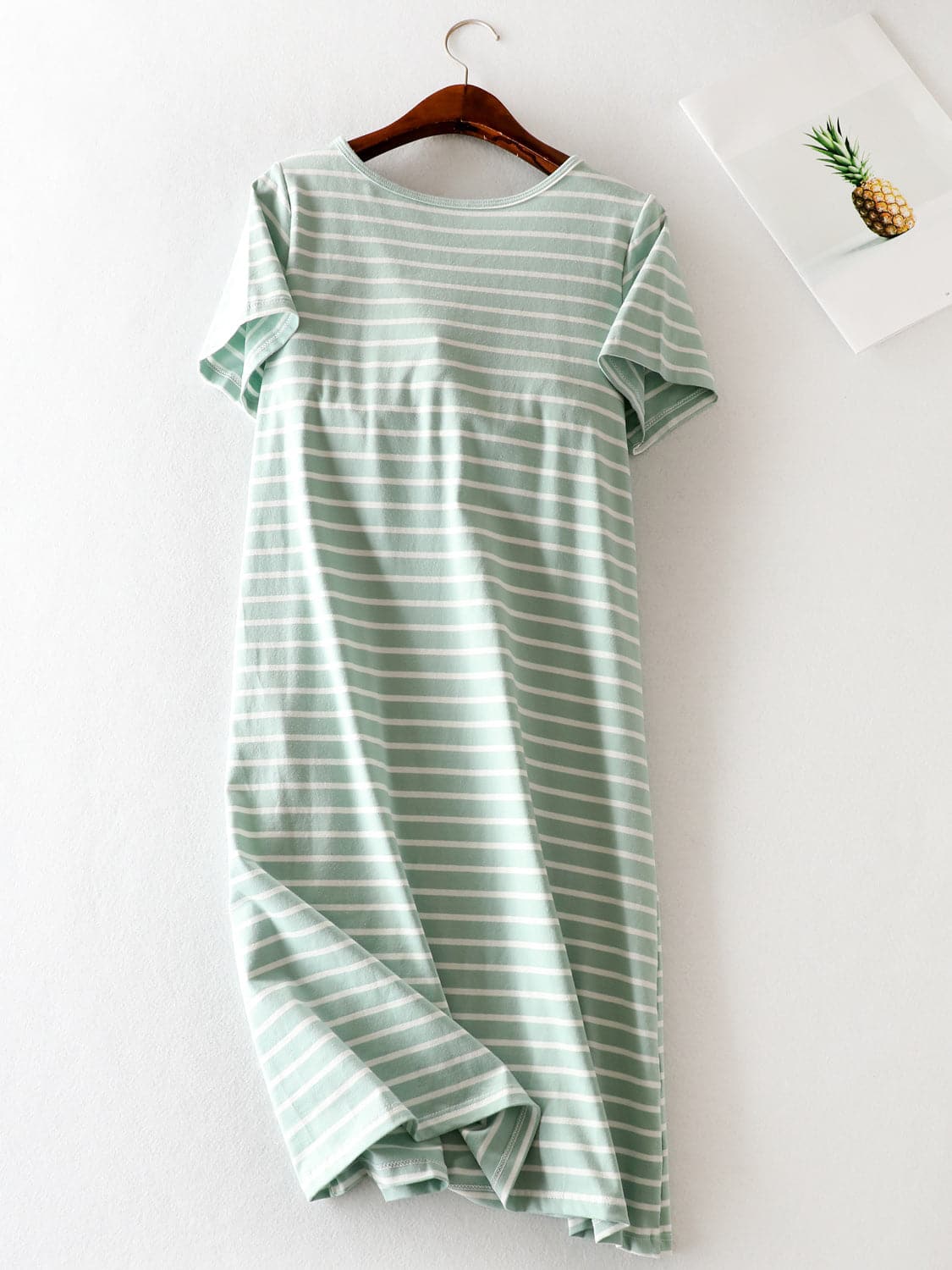 Striped Round Neck Short Sleeve Dress.