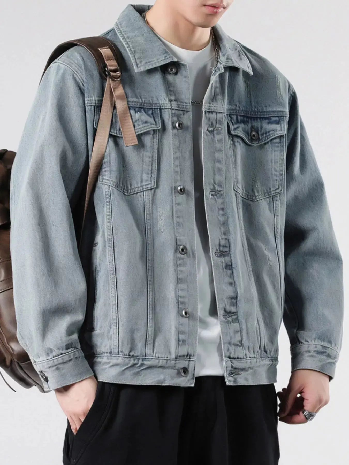 Men's Plus Size Vintage Wash Button Up Denim Jacket Simply Love