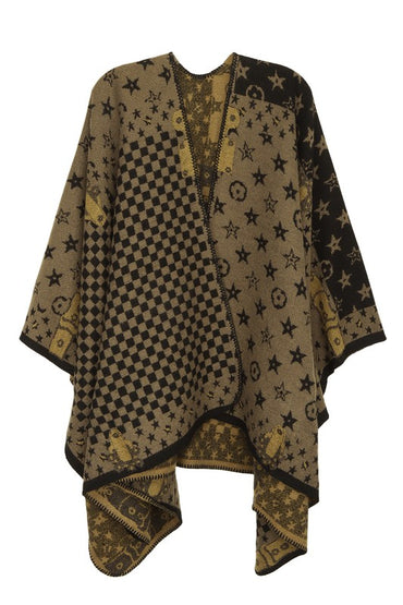 Geometric poncho for stylish layering