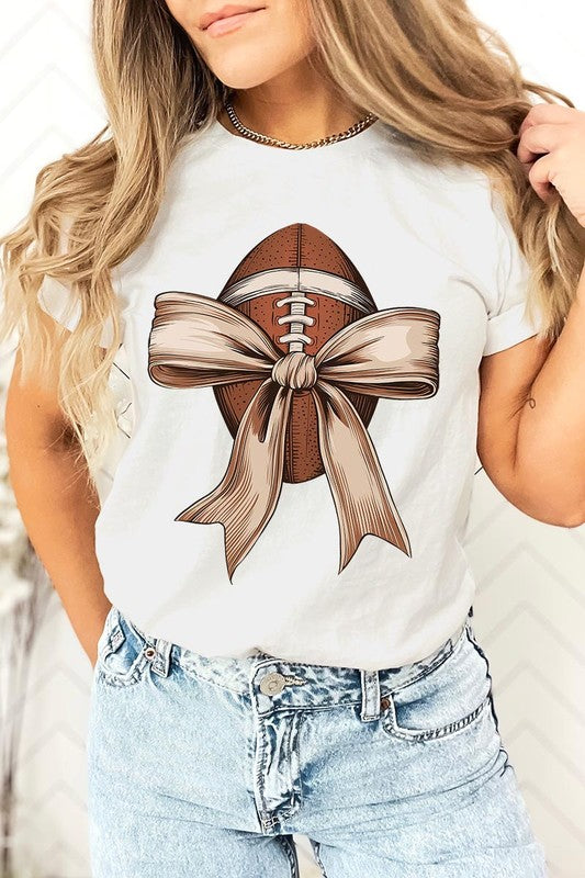 Football bow graphic unisex tee shirt