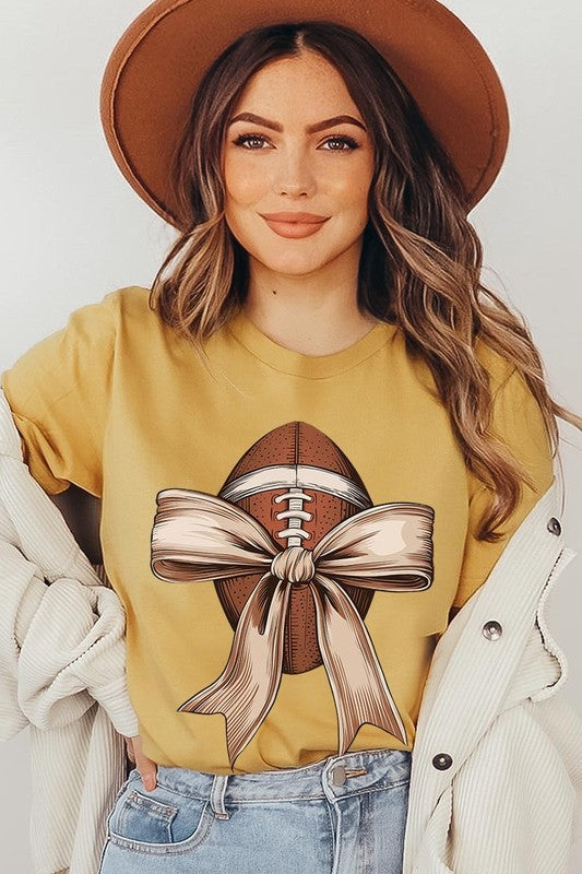 Football bow graphic unisex tee shirt