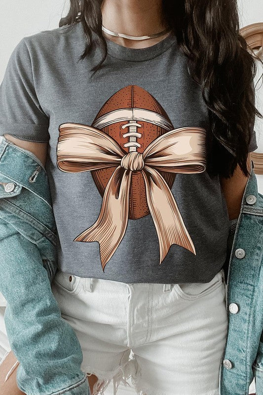 Football bow graphic unisex tee shirt