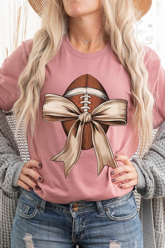 Football bow graphic unisex tee shirt