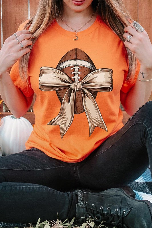 Football bow graphic unisex tee shirt