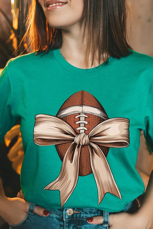 Football bow graphic unisex tee shirt