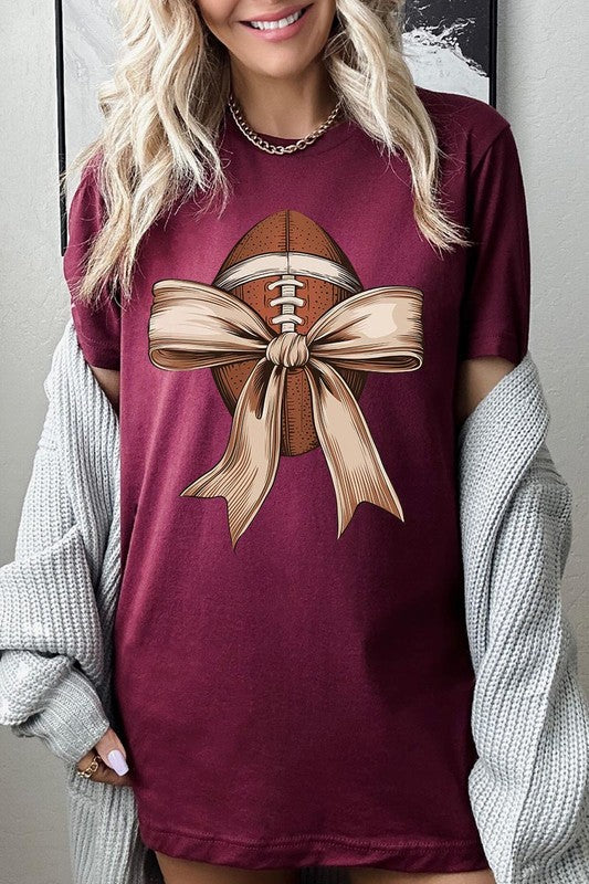 Football bow graphic unisex tee shirt