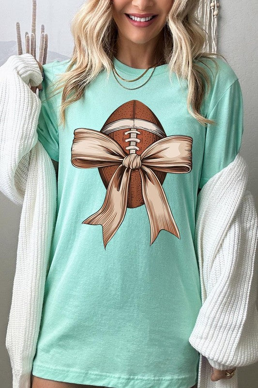 Football bow graphic unisex tee shirt