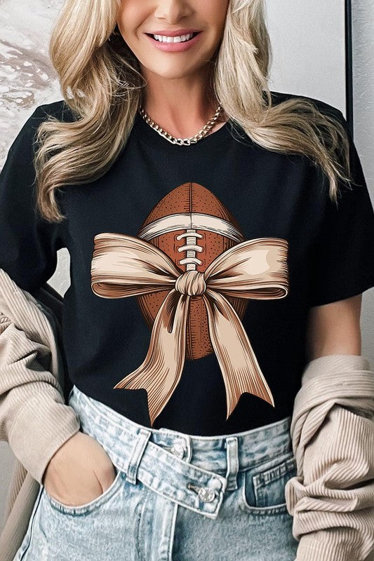 Football bow graphic unisex tee shirt